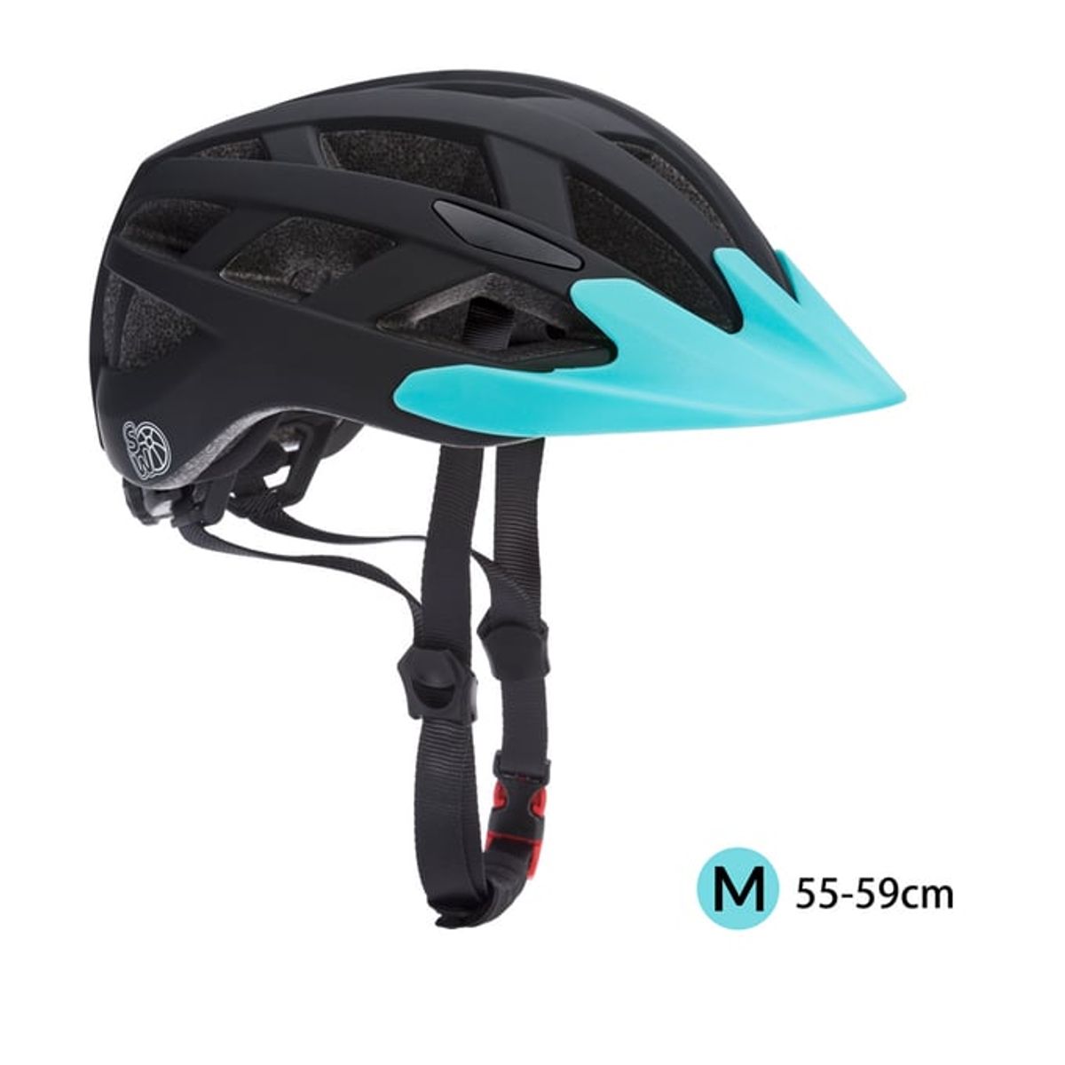 Barnehjelm med lys - svart/blå M